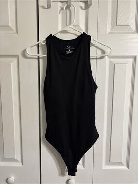 Klassy Network Black Ribbed High-Neck Bodysuit